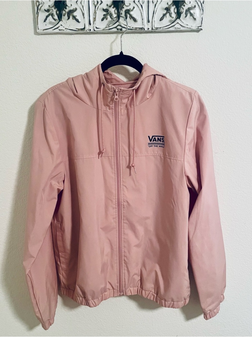 Vans Kastle Windbreaker Lightweight Hooded Zip Up Jacket Y2K Deco Rose XL